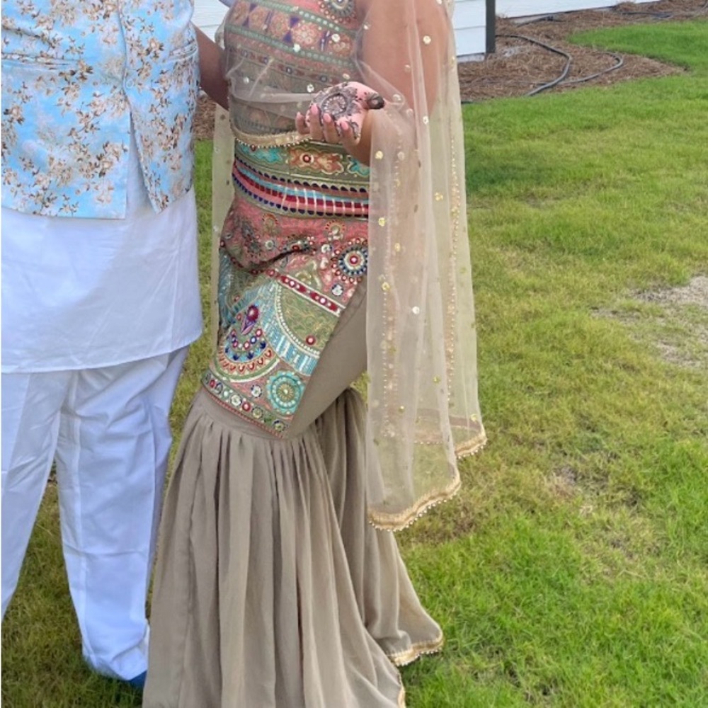 Embellished Grey and Multicolor Sharara